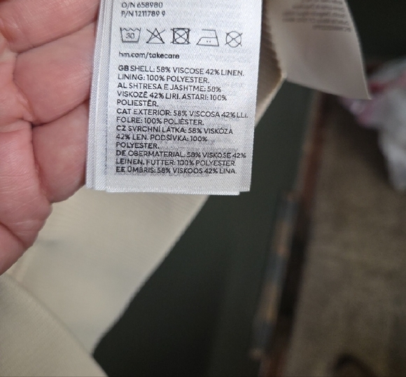 H&M Linen Blend Womens Cropped Bomber Jacket              Size S - Picture 5 of 5